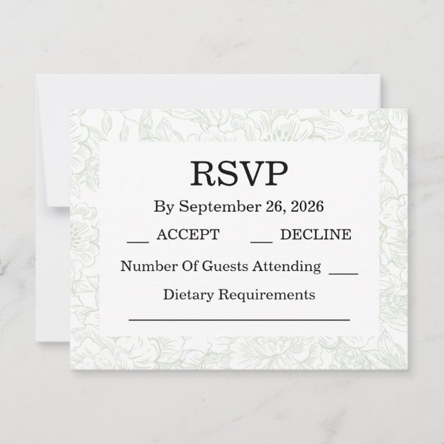 Tarjetas Chinoiserie Sage Green Peony RSVP (Anverso)