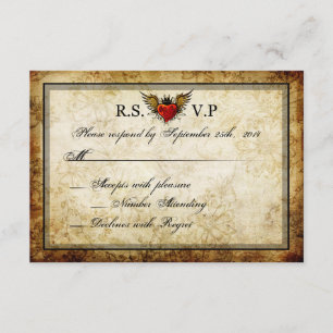 Tarjetas coas alas tatuaje urbano de RSVP del