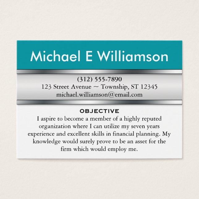 Tarjetas comerciales Cyan Header RESUME (Frente)