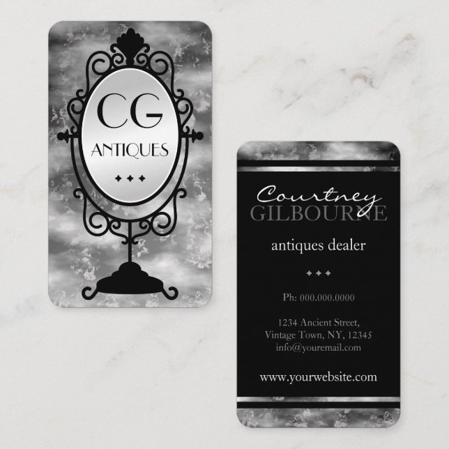 Tarjetas comerciales de antigüedades de ventilado  (Anverso / Reverso)