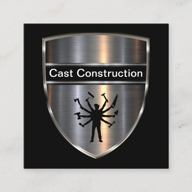 Tarjetas comerciales de construcción únicas en neg (Anverso)