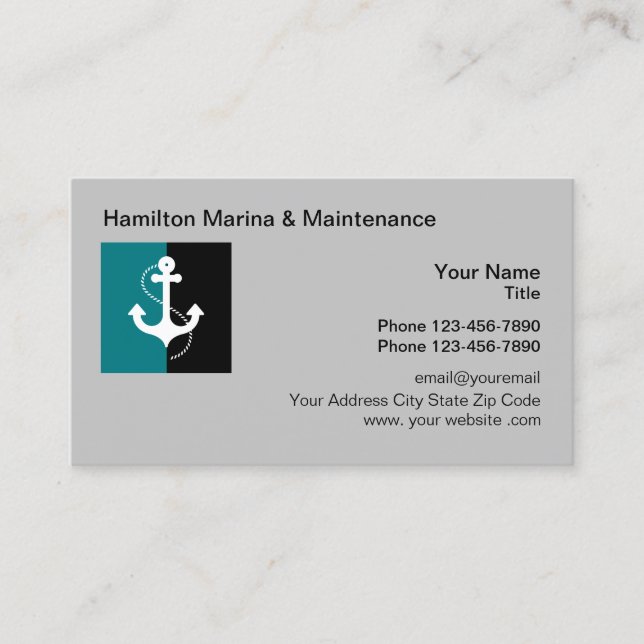 Tarjetas Comerciales De Mantenimiento En Barco Y M (Anverso)