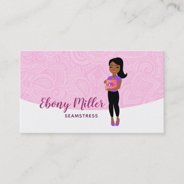 Tarjetas comerciales del logotipo Afro Seamstress (Anverso)