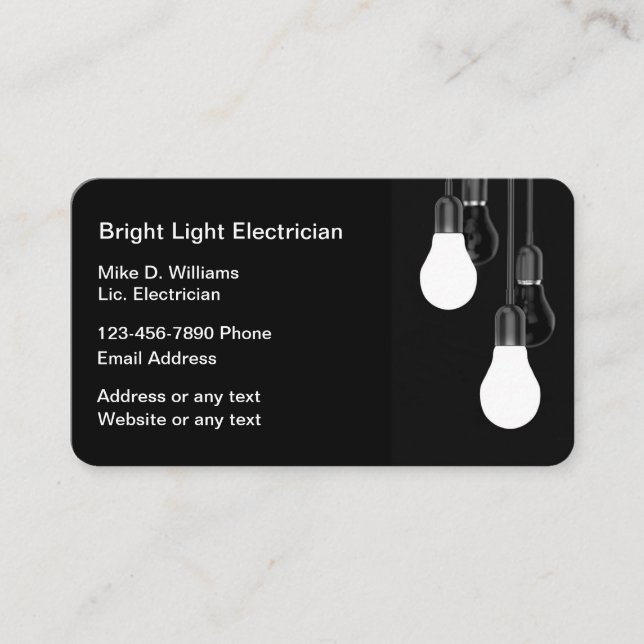 Tarjetas comerciales exclusivas de iluminación elé (Anverso)