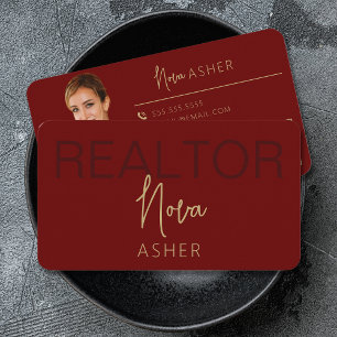 Tarjetas comerciales Gold Real Estate Agent con có