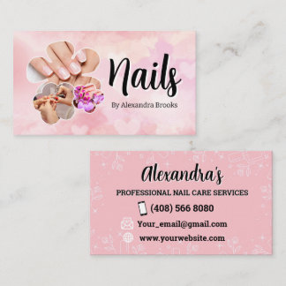Tarjetas comerciales Nails Pink Minimalista person