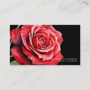Tarjetas comerciales negras con las rosas rojas cl