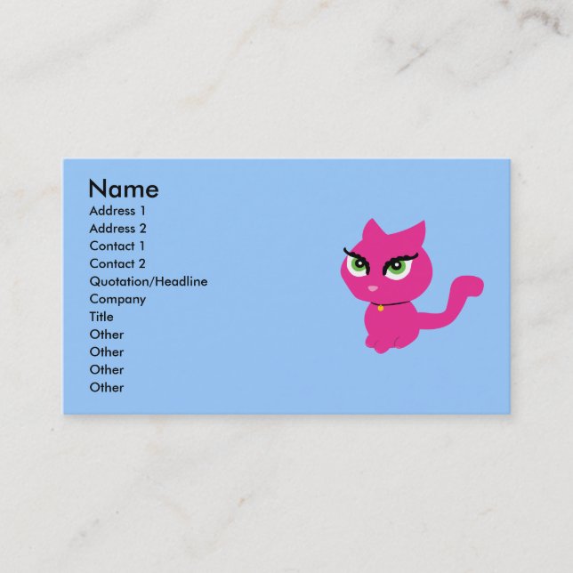 Tarjetas comerciales para gatos rosados (Anverso)