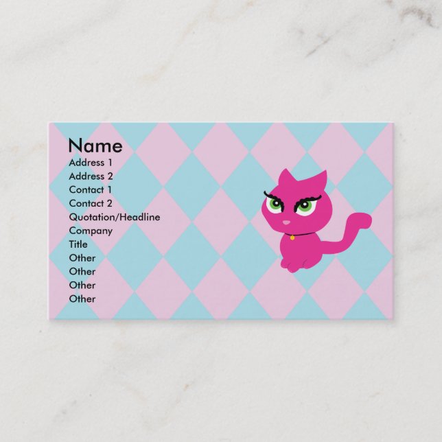 Tarjetas comerciales para gatos rosados (Anverso)