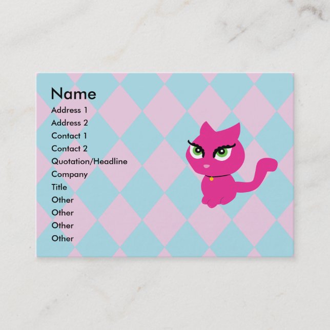 Tarjetas comerciales para gatos rosados (Anverso)