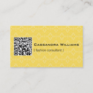 Tarjetas comerciales QR CODE Damasco amarillo