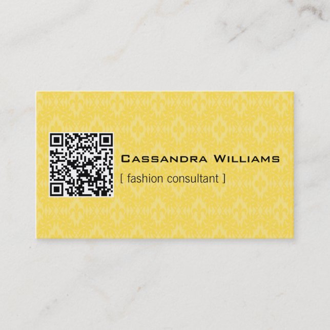 Tarjetas comerciales QR CODE Damasco amarillo (Anverso)