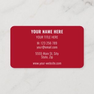 Tarjetas comerciales rojas personalizadas Tus colo