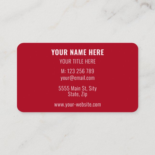 Tarjetas comerciales rojas personalizadas Tus colo (Reverso)