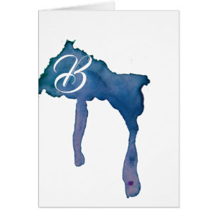 Tarjetas con Monograma de Carta - Goteo de Acuarel