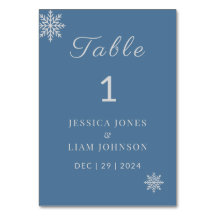 Tarjetas con número de tabla de Boda azul turbio m