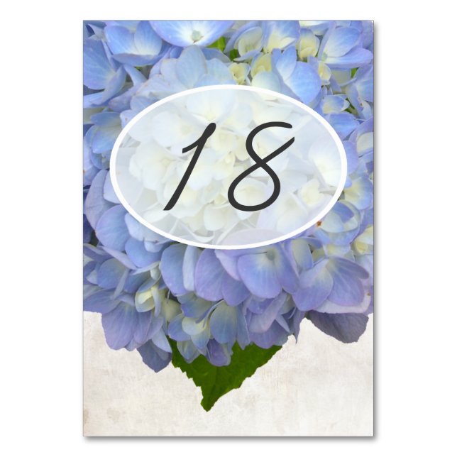 Tarjetas con número de tabla de Boda floral azul c (Anverso)