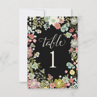 Tarjetas con número de tabla de bodas de jardín fl