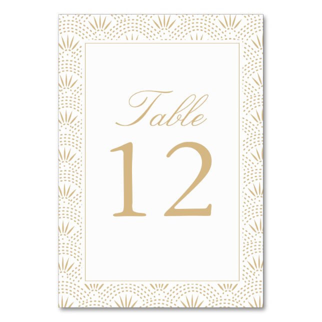 Tarjetas con números de tabla Gold Deco Seigaiha (Anverso)