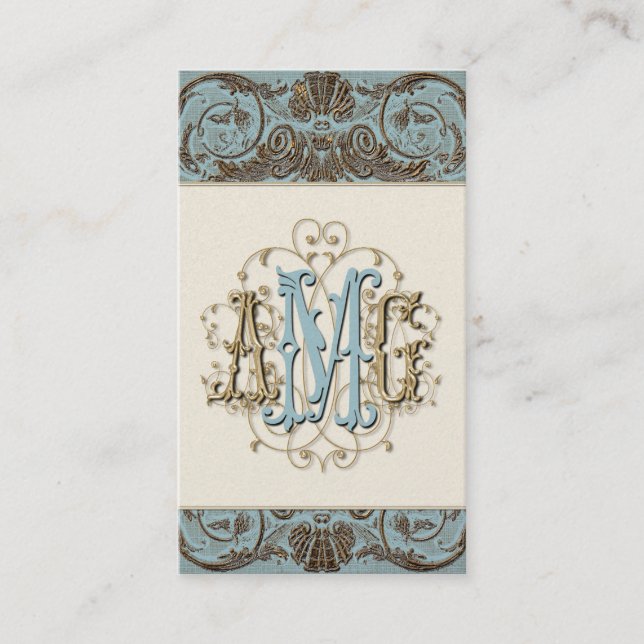 Tarjetas cones monograma barrocas Antiqued (Anverso)
