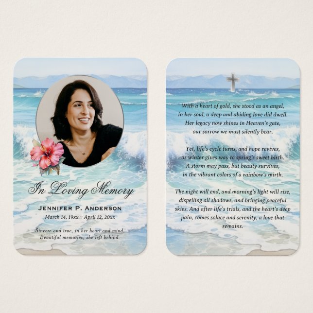 Tarjetas conmemorativas de hibisco con olas rodant (Anverso y reverso)