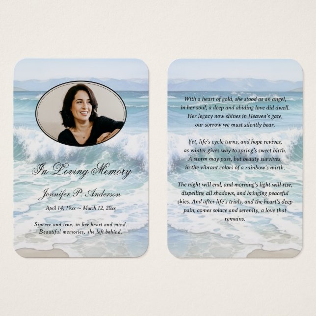 Tarjetas conmemorativas de la costa tranquila (Anverso y reverso)