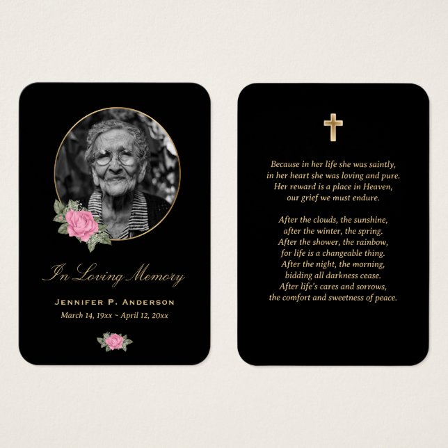 Tarjetas conmemorativas de la floral negra rosa ro (Anverso y reverso)