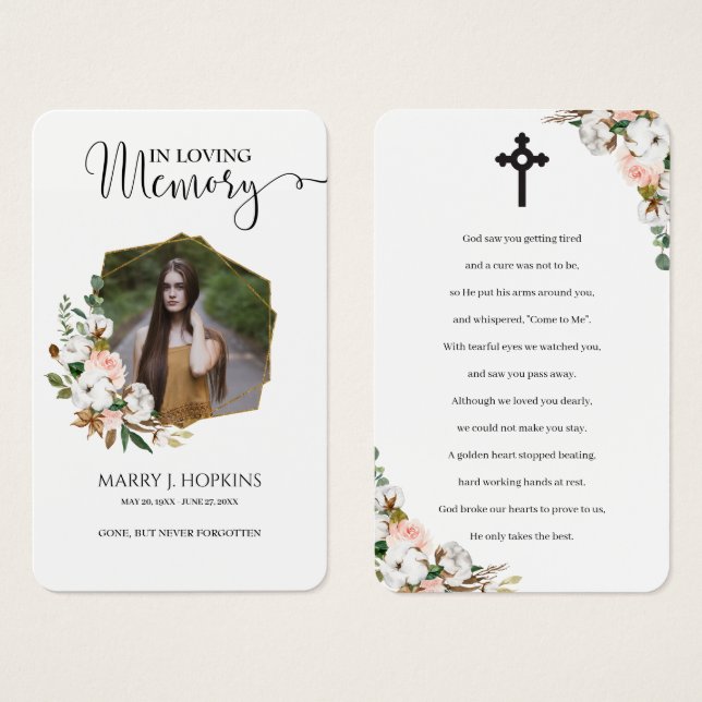 Tarjetas conmemorativas de la oración Magnolia Blo (Anverso y reverso)