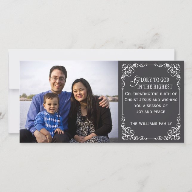 Tarjetas cristianas de la foto del navidad de la (Anverso)