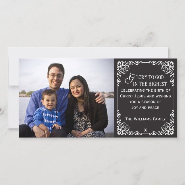 Tarjetas cristianas de la foto del navidad de la (Anverso)