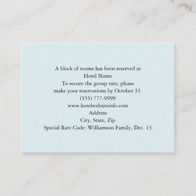 Tarjetas cruzadas florales azules del hotel y de (Anverso)