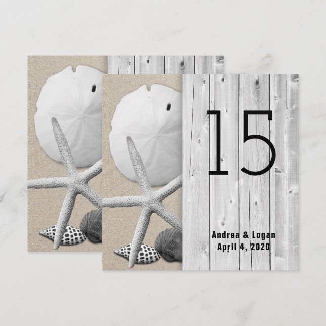 Tarjetas cuadradas de número de mesa para boda en  (Anverso / Reverso)