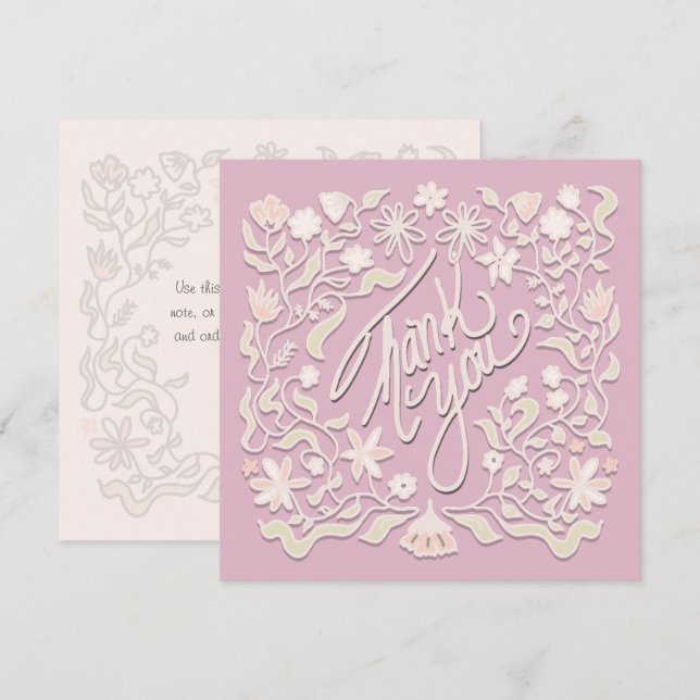 Tarjetas Cuadradas Ilustradas con Borde Floral de  (Anverso / Reverso)