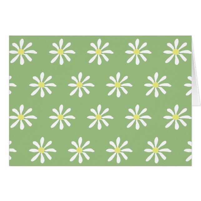 Tarjetas Dainty Daisy Blank (Sage Green & White) (Anverso (Horizontal))