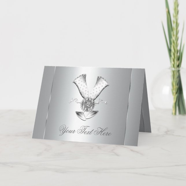 Tarjetas de 25º Aniversario Champagne Plata (Anverso)