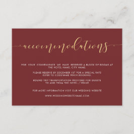 Tarjetas de Accommodaciones de Boda de Lujo Burgun