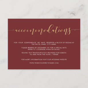 Tarjetas de Accommodaciones de Boda de Lujo Burgun