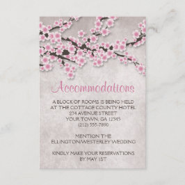 Tarjetas de Acogida de Flor de Cerezo Rosa Rústica