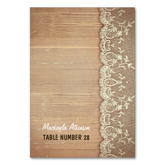 Tarjetas de acompañamiento boda encaje rústico de  (Anverso)