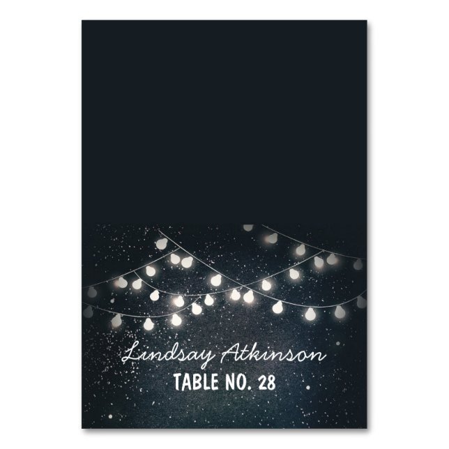 tarjetas de acompañamiento de boda luces de cadena (Anverso)