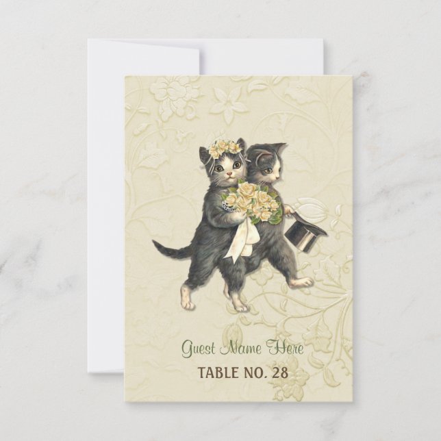 Tarjetas de acompañamiento para boda de gatos eleg (Anverso)