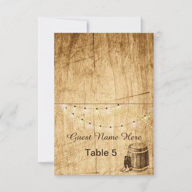 Tarjetas de acompañante - Boda campestre con botas (Anverso)