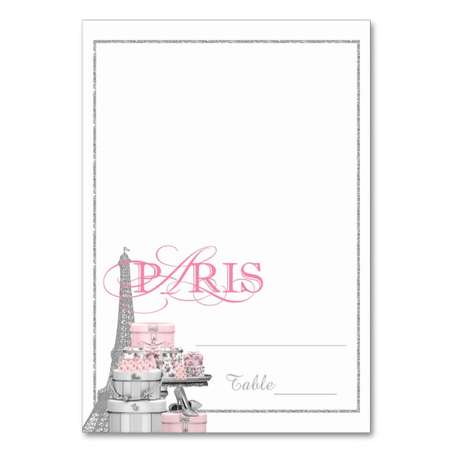 Tarjetas de acompañante de París rosado con carpa (Anverso)