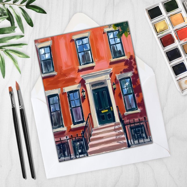 Tarjetas de Acuarela de Boston Brownstones Massach (Subido por el creador)