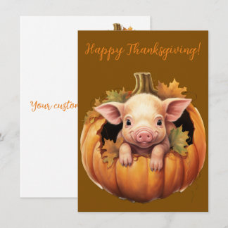 Tarjetas de acuarela de cerdo de Acción de Gracias