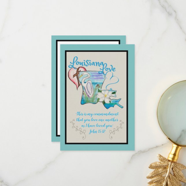 Tarjetas de acuarela del estado de Louisiana (Anverso/Reverso In Situ)