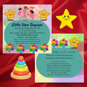 Tarjetas de Acuarela Editable Cute Guardería Niñer