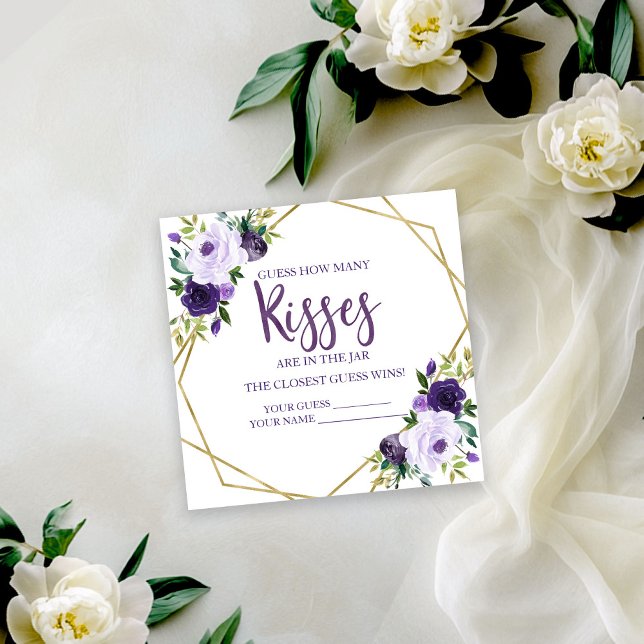 Tarjetas de Adivina Cuántos Besos Florales de Oro  (Subido por el creador)