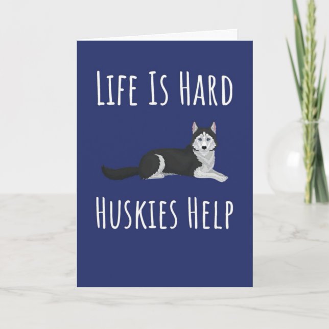 Tarjetas de adorable Husky Siberiano con ojos azul (Anverso)