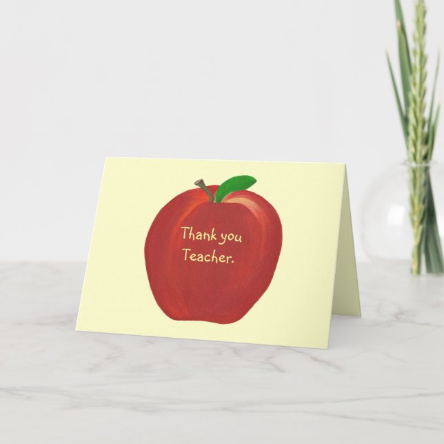 Tarjetas de agradecimiento a la maestra con manzan (Anverso)